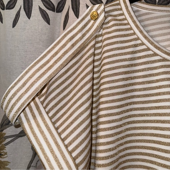 Michael Michael Kors metallic gold striped shirt 2X - Picture 6 of 6